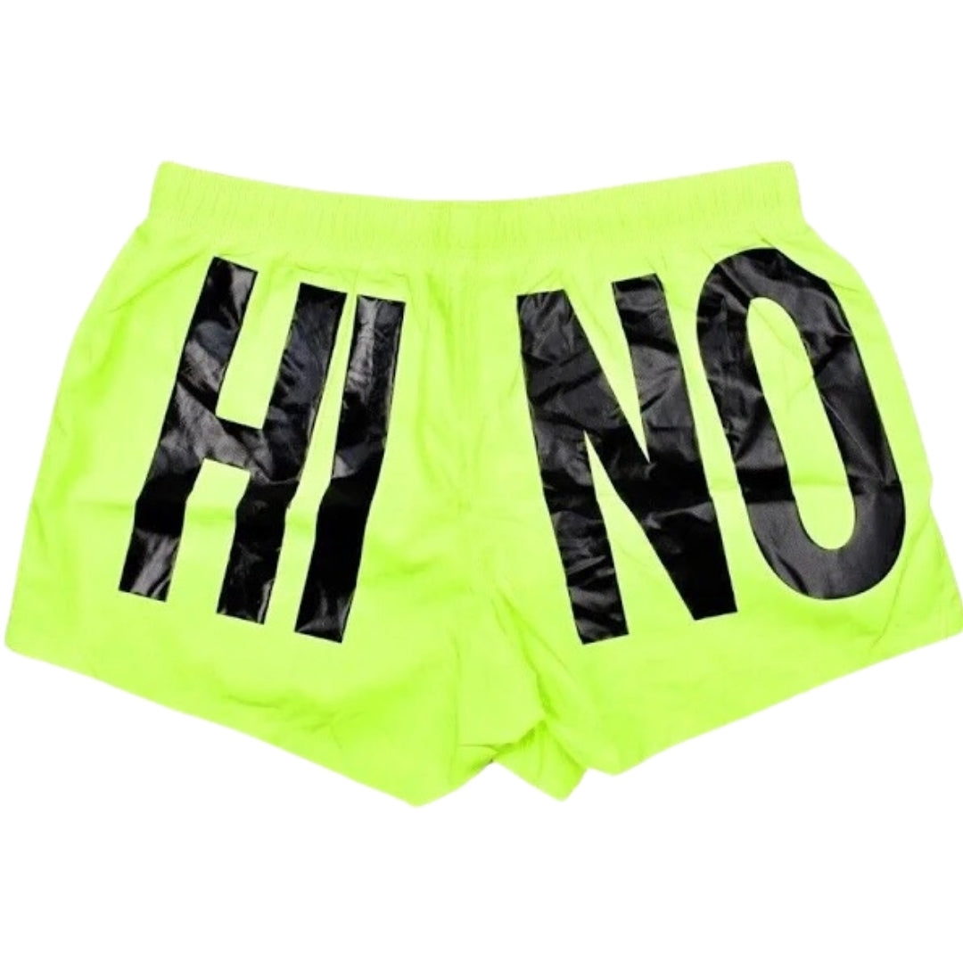 Moschino Brand Print Logo Highlighter Yellow Short Swim Shorts M