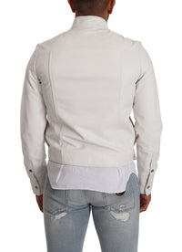 Diesel Exquisite White Leather Biker Jacket