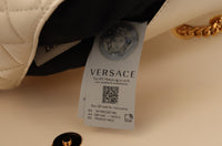 Versace Elegant White Nappa Leather Shoulder Bag