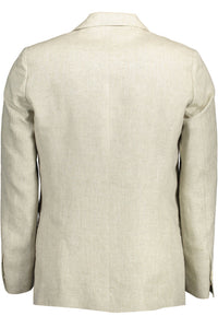 Gant Beige Linen Classic Jacket with Logo