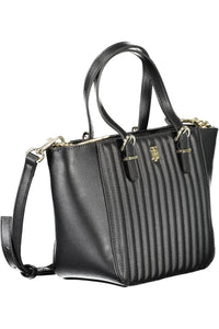 Tommy Hilfiger Chic Black Polyurethane Handbag with Contrasting Details