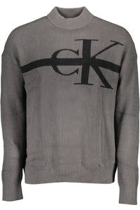 Calvin Klein Elegant Gray Turtleneck with Sleek Embroidery