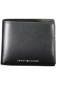 Tommy Hilfiger Sleek Black Leather Wallet with Contrasting Detail