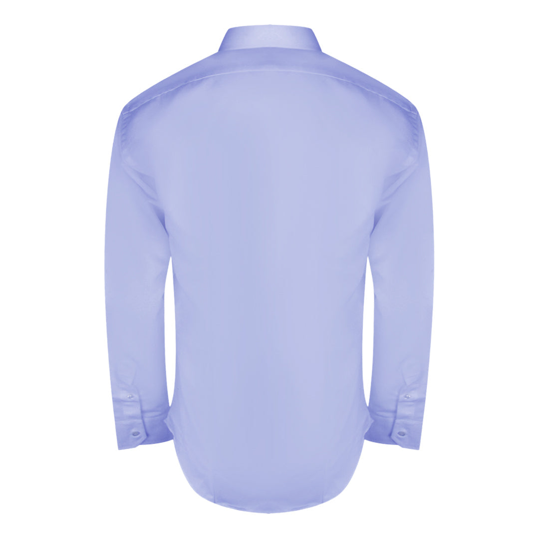 Aquascutum Plain Branded Logo Long Sleeve Blue Shirt