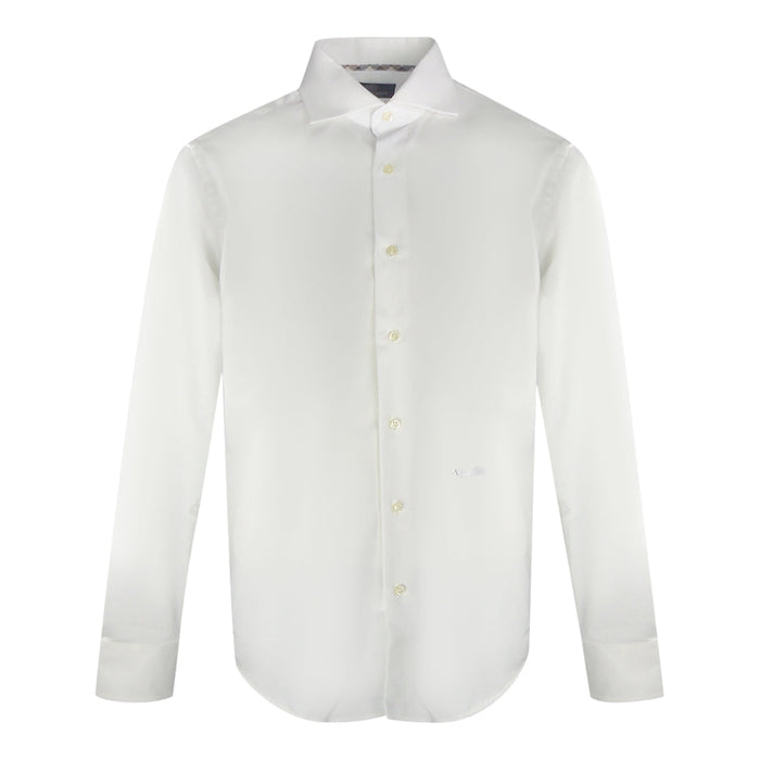 Aquascutum Embroidered Logo Long Sleeve White Shirt