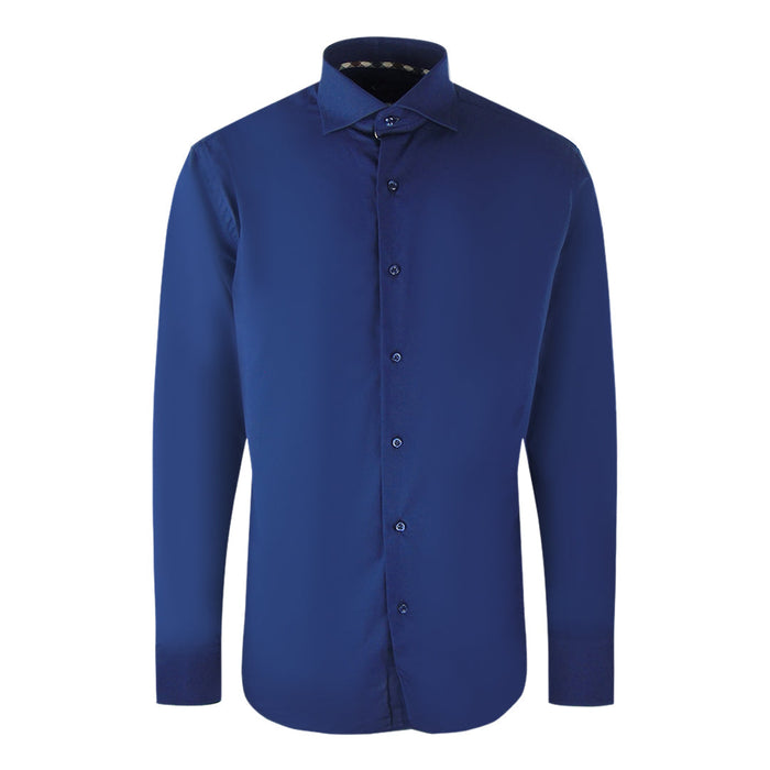 Aquascutum Brand Logo Long Sleeve Navy Blue Shirt