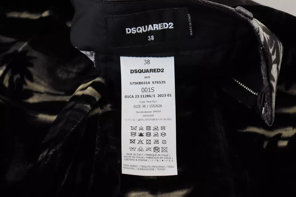 Dsquared² Black Printed High Waist Super Flare Pants
