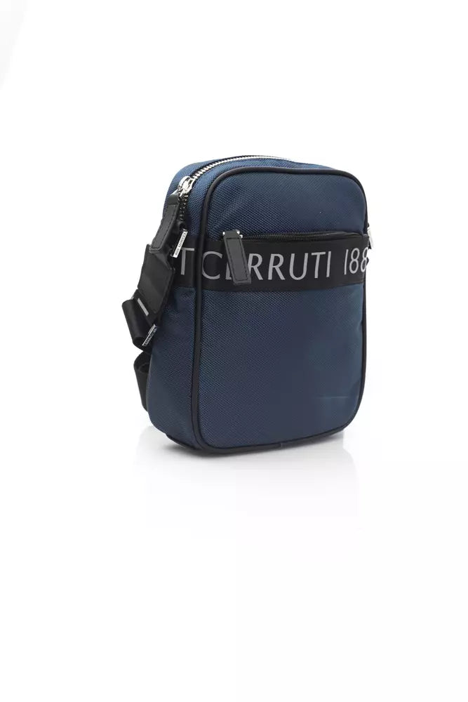 Cerruti 1881 Elegant Blue Nylon-Leather Messenger Bag