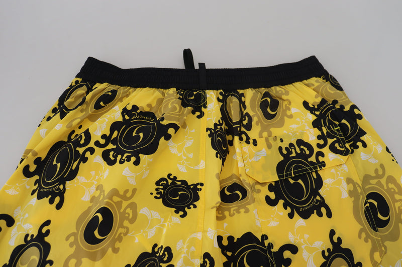 Dsquared² Yellow Block Print Swim Shorts Boxer