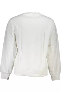 Calvin Klein Sleek White Cotton Sweatshirt with Logo Print