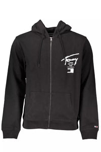 Tommy Hilfiger Elegant Black Cotton Zip Hoodie