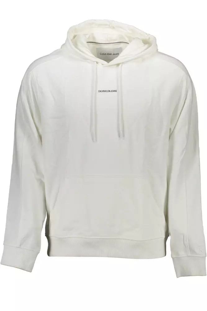 Calvin Klein Elegant White Hooded Sweatshirt with Logo Print