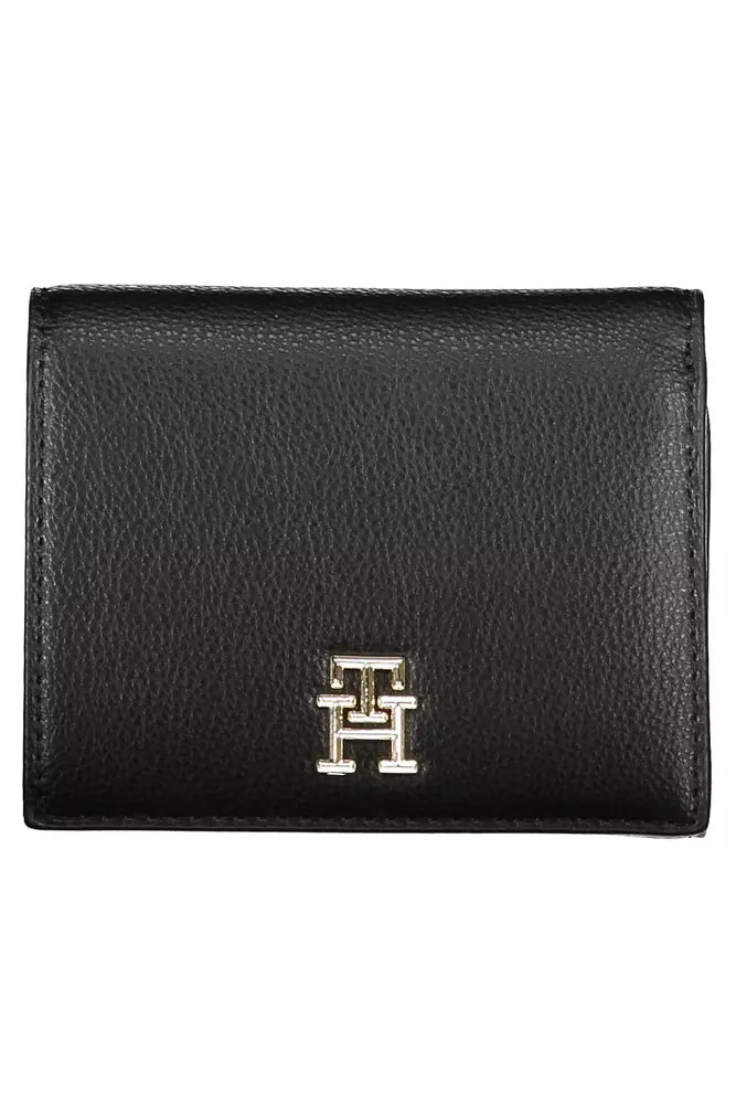 Tommy Hilfiger Sleek Black Polyethylene Wallet with Secure Closure