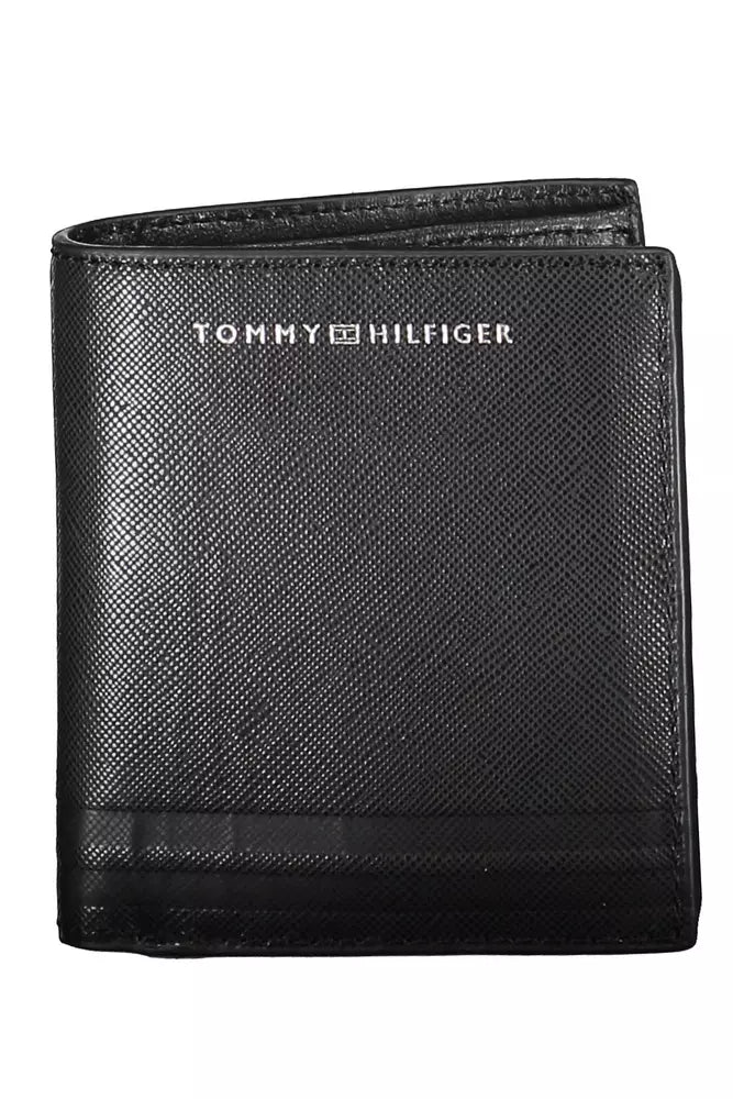 Tommy Hilfiger Sleek Black Leather Wallet with Coin Purse