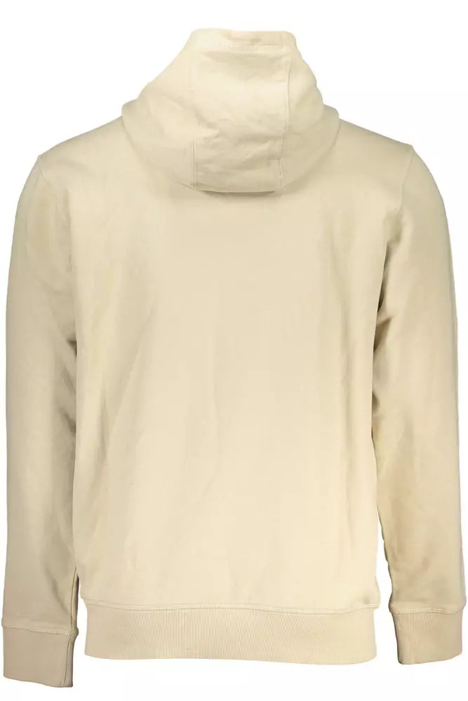 Tommy Hilfiger Beige Brushed Hooded Sweatshirt with Embroidery