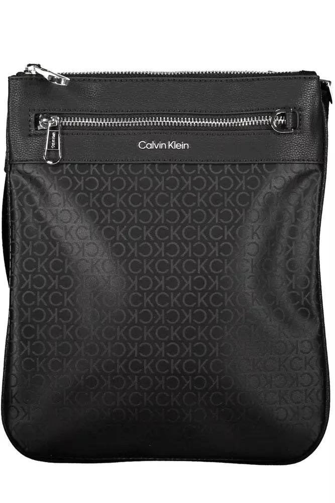 Calvin Klein Sleek Black Shoulder Bag with Contrasting Details