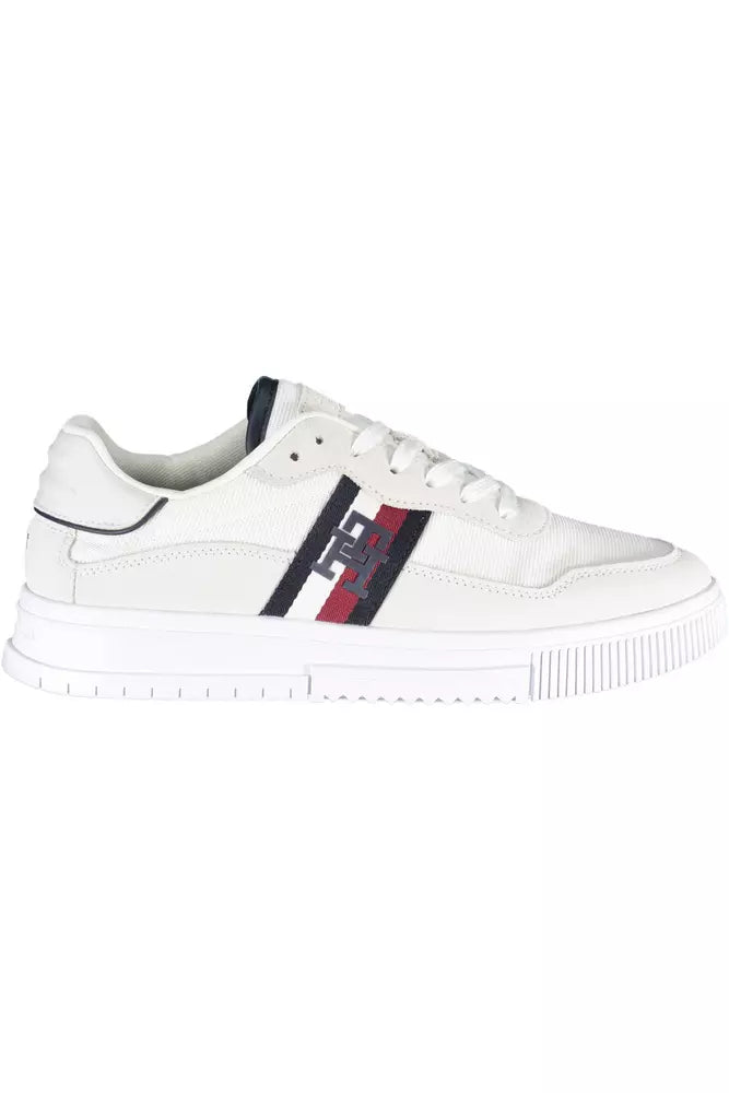 Tommy Hilfiger Sleek White Lace-Up Eco-Friendly Sneakers