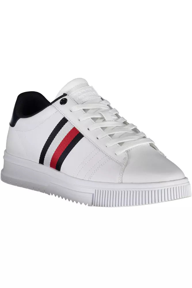 Tommy Hilfiger Elevated White Leather Sneakers with Logo