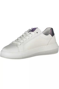 Calvin Klein Chic White Lace-Up Sneakers with Logo Detail