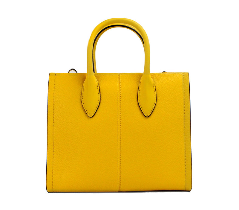 Michael Kors Mirella Small Jasmine Yellow Leather Top Zip Shopper Tote Bag