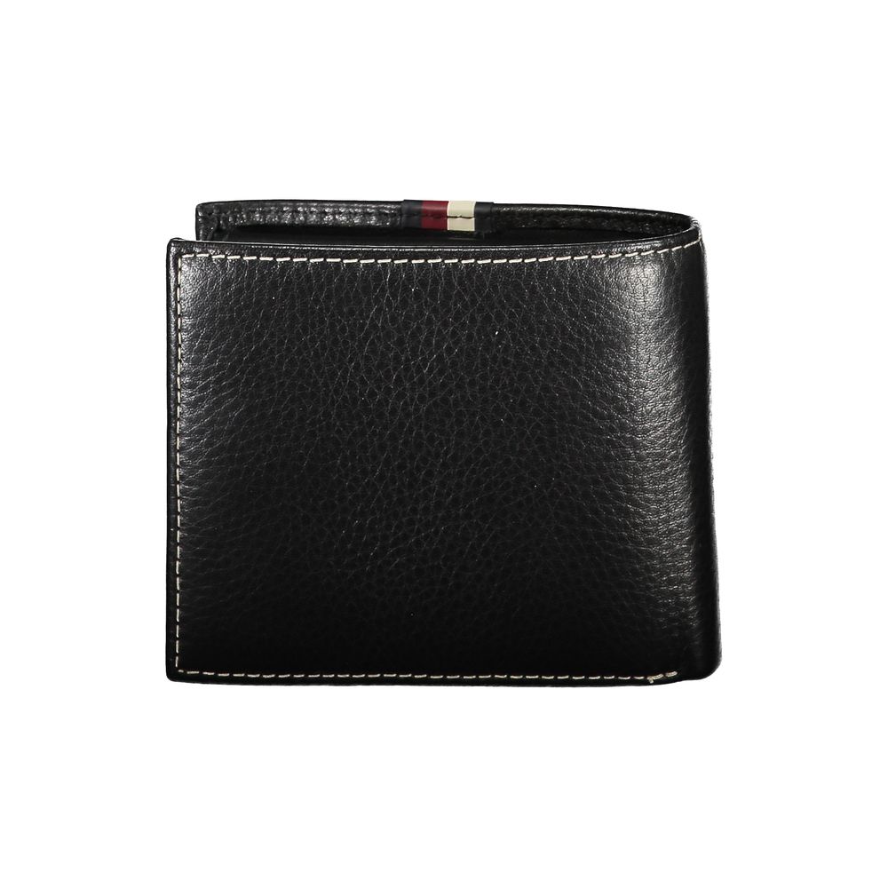 Tommy Hilfiger Elegant Black Leather Dual-Compartment Wallet