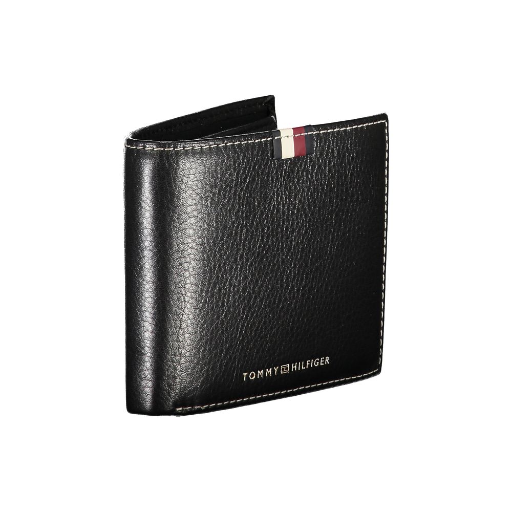 Tommy Hilfiger Elegant Black Leather Dual-Compartment Wallet