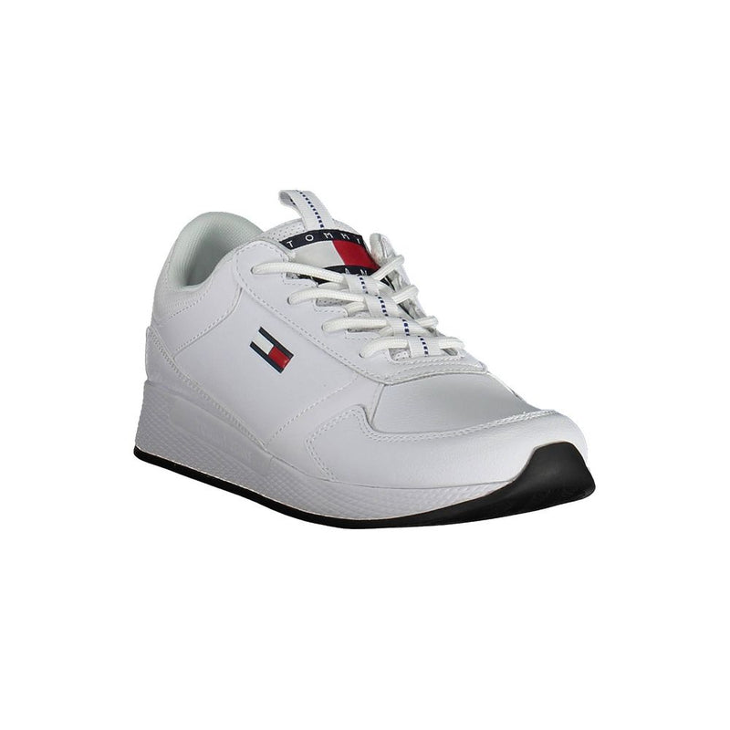 Tommy Hilfiger Sleek White Lace-Up Sneakers with Contrast Detail