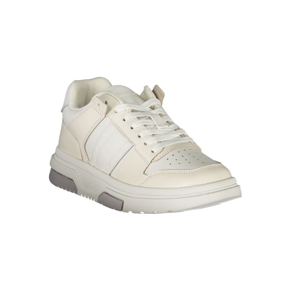 Tommy Hilfiger Chic White Lace-Up Sneakers with Contrast Details