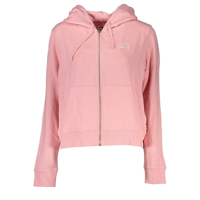 Tommy Hilfiger Elegant Fleece-Lined Hooded Sweatshirt in Pink