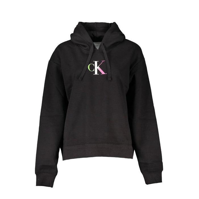 Calvin Klein Chic Black Hooded Sweatshirt with Fleece Interior