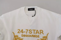 Dsquared² White Embroidered Crewneck Sweatshirt Sweater