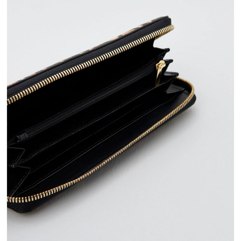 Plein Sport Sleek Designer Zipper Wallet with Gold Accents