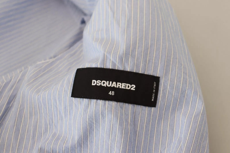 Dsquared² Blue Striped Single Breasted Formal Coat Blazer