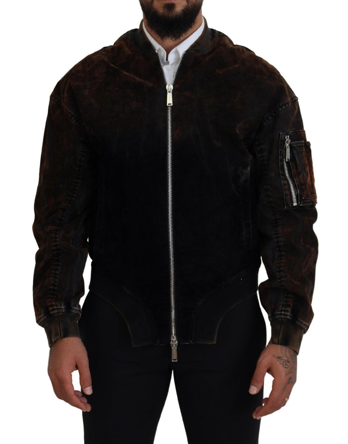 Dsquared² Brown Cotton Bomber Zipper Pocket Sleeves Jacket