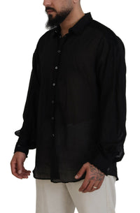 Dsquared² Black Cotton Collared Long Sleeves Formal Shirt