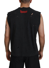 Dsquared² Black Cotton Sleeveless Crewneck Tank T-shirt