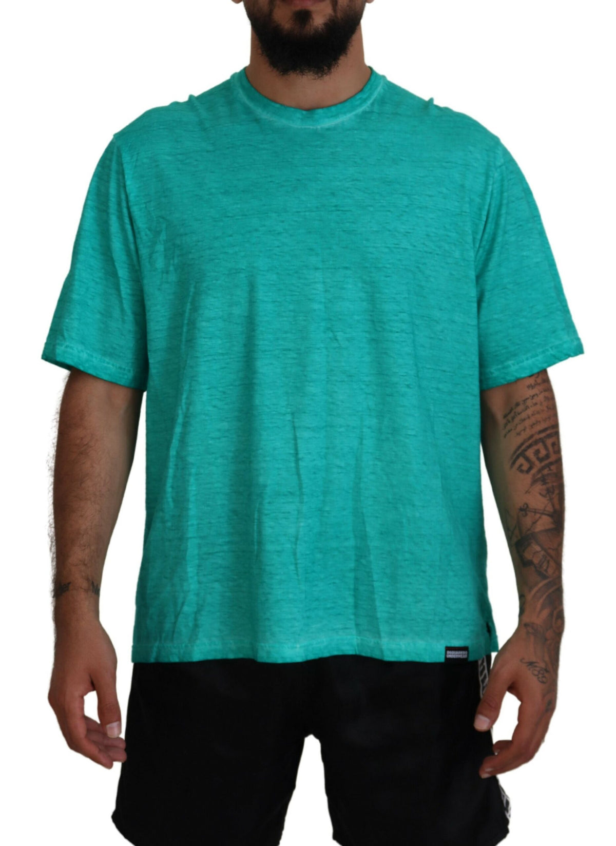 Dsquared² Light Green Cotton Linen Short Sleeves T-shirt