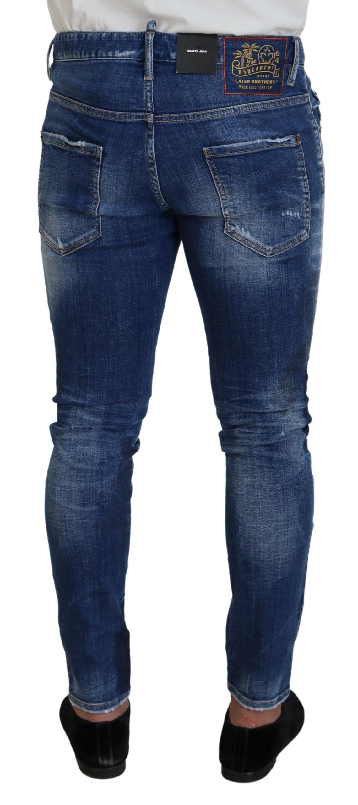 Dsquared² Blue Washed Patchwork Skinny Men Denim Jeans