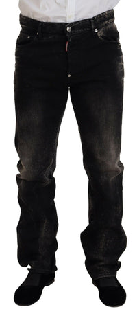 Dsquared² Black Washed Cotton Straight Fit Casual Denim Jeans