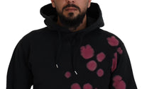 Dsquared² Black Tie Dye Cotton Hooded Sweatshirt Sweater