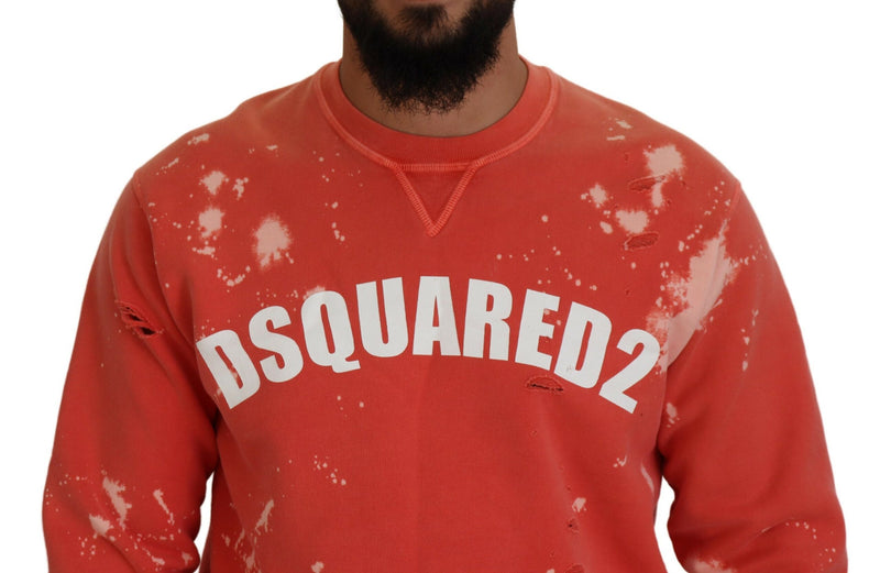 Dsquared² Orange Printed Long Sleeves Pullover Sweater