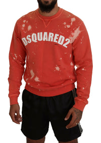 Dsquared² Orange Printed Long Sleeves Pullover Sweater