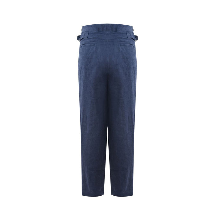 Emporio Armani Elegant Linen Blue Trousers for Men