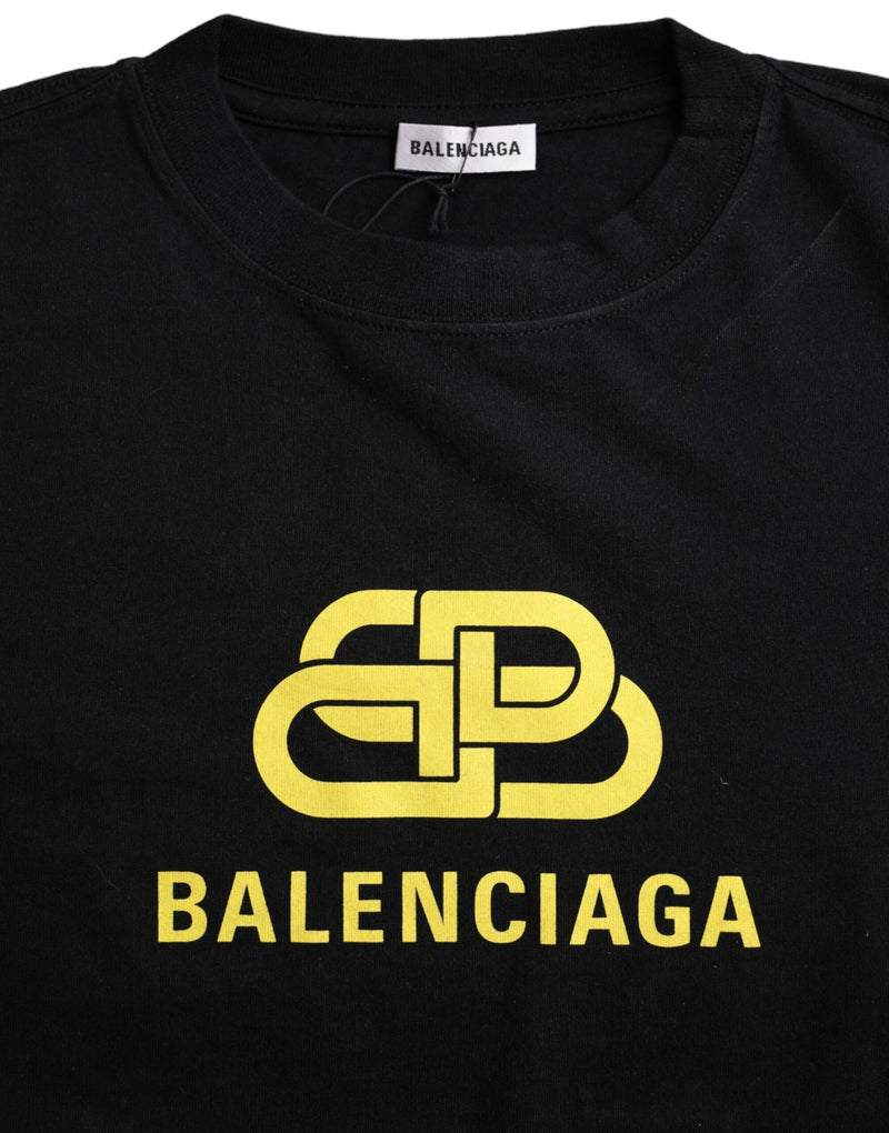 Balenciaga Black Cotton Logo Crew Neck Short Sleeves T-shirt