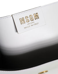 MSGM White Bovine Leather Top Handle Handbag Satchel Purse Bag