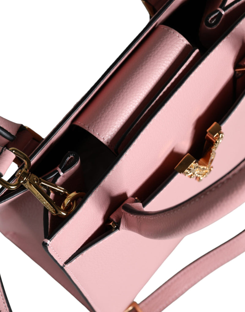 Versace Pink Small Top Handle Grainy Calf Leather Crossbody Bag