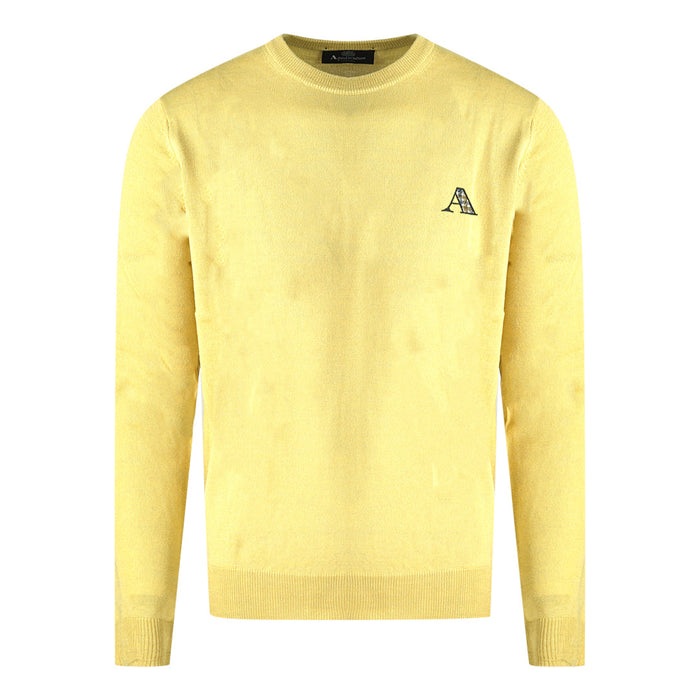 Aquascutum Check A Logo Yellow Jumper - Nova Clothing