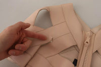 Dsquared² Beige Leather Open Shoulder Sheath Mini Dress