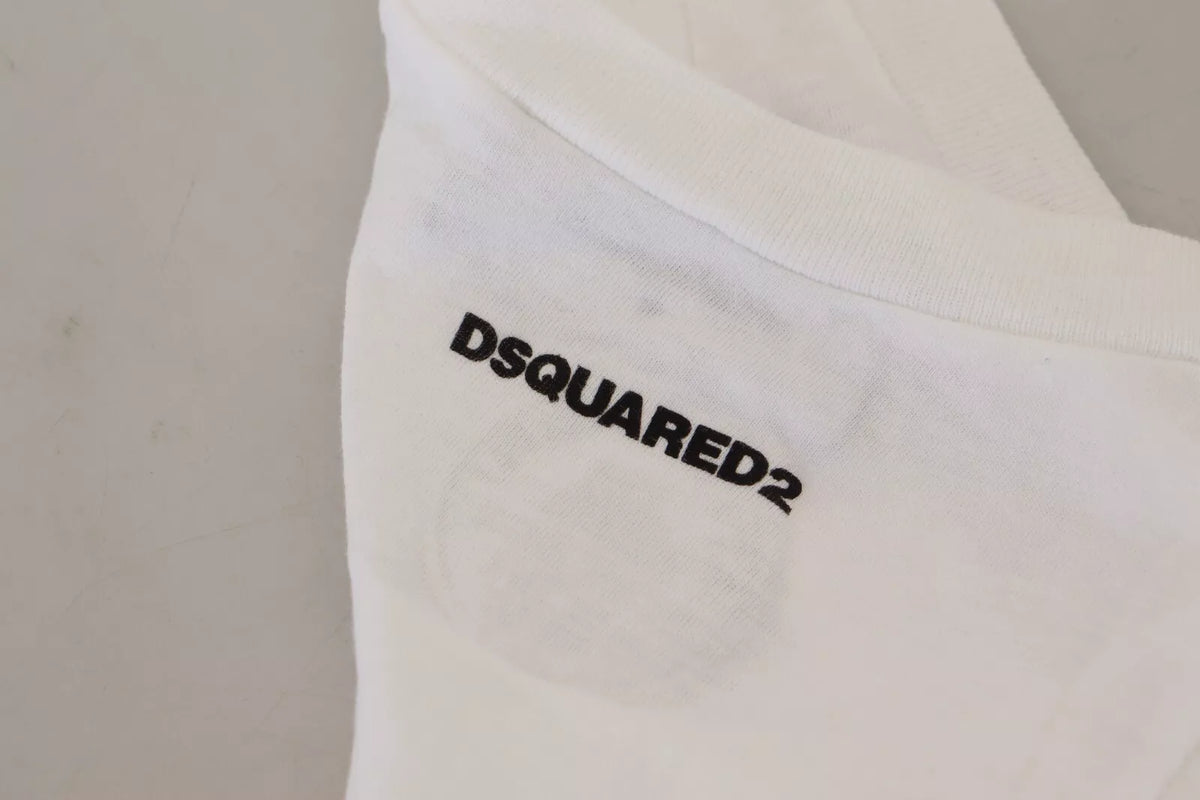 Dsquared² White Cotton Linen Sleeveless Tank T-shirt