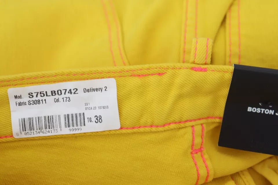Dsquared² Yellow Cotton High Waist Straight Denim Boston Jeans
